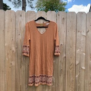 Stitch Fix Skies Are Blue Mustard Wren Knit Dress Burnt Orange large petite boho